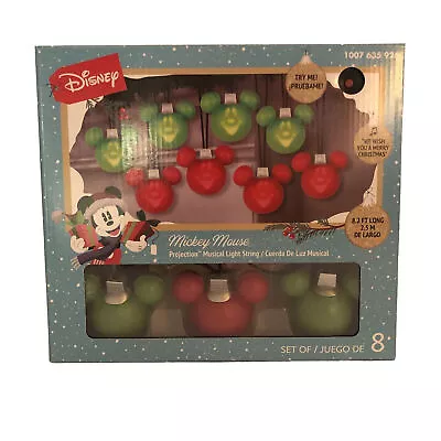 Disney Christmas Mickey Mouse Projection 8 Musical Light String Length 8.2 Ft • $32.97