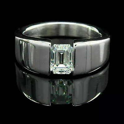 Tension Set Engagement Wedding Men's Ring 14K White Gold 2.3Ct Simulated Diamond • $252.47