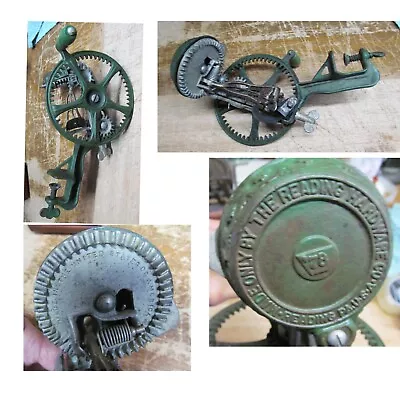 Antique Reading Hardware Apple Parer Peeler '76 Cast Iron Green Paint • $25