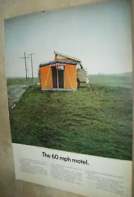 1969 VW Volkswagen Bus Campmobile Camper Magazine Color Car Ad - 60 Mph Motel  • $13.50