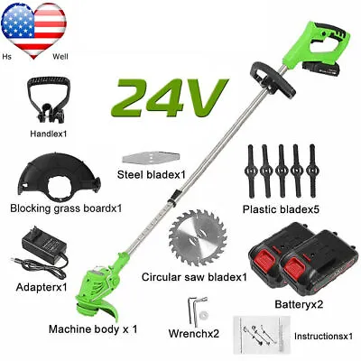 $57 • Buy 24V Electric Weed Eater Lawn Edger Cordless Grass String Trimmer Cutter Tool USA