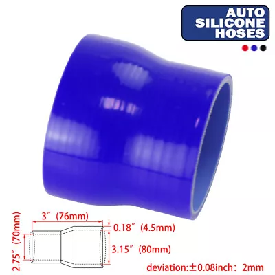 2.75  To 3.15  Straight Reducer Silicone Turbo Hose Coupler 70-80mm Length 3  BL • $24.20