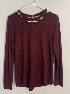 Michael Kors Metallic Red Beaded Crew Neck Sweater XL • $35