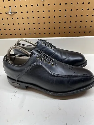 Footjoy FJ ICON Mens CUSTOM Lace Up Golf Leather Shoes Black US 8 D DryJoy MyJoy • $20