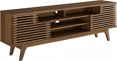 Render 71  Mid-Century Modern Low Profile Media Console TV Stand 71 Inch Walnu • $414.18