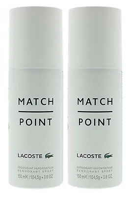 LACOSTE Match Point Deodorant Spray 150ml X 2 ( 2 Sprays Sent) • £8.49