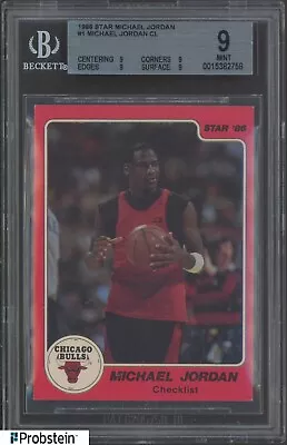 1986 Star Basketball #1 Michael Jordan RC Rookie HOF Checklist BGS 9 • $102.50