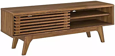 Render 48  Mid-Century Modern Low Profile Media Console TV Stand 48 Inch Walnu • $206.99