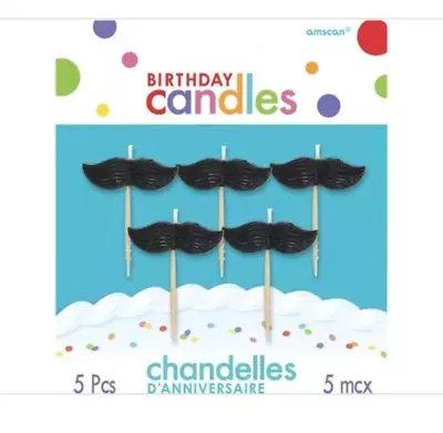 Molded Mustaches Pick Birthday Candles Party Supply • $7.99