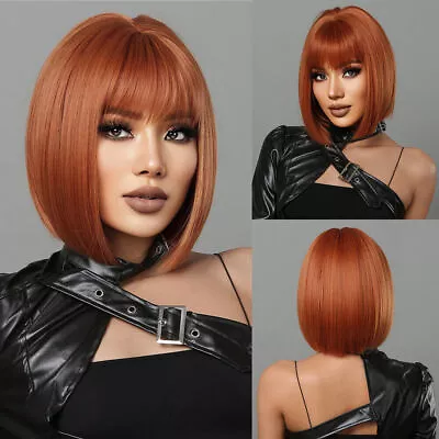 Women Wigs Brown Blonde Red Short Bob Synthetic Natural Hair Straight Daily Wig • $15.80