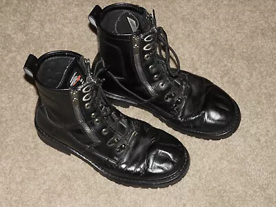 Milwaukee MB416 Biker Men’s Black Motorcycle Boots Size 12 D Laced Double Zipper • $19