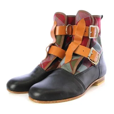 Vivienne Westwoods Worlds END Boots Tartan Check Short Flat Race Up 6 24cm-24.5c • $616