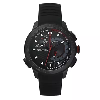 Nautica Men's Watch Chronograph Cape Town Black NAPCPT003 • £124.99