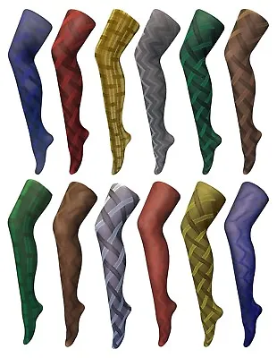£7.99 • Buy Womens 80 Denier Thick Coloured Winter Fancy Patterned Tights One Size 8-14 UK