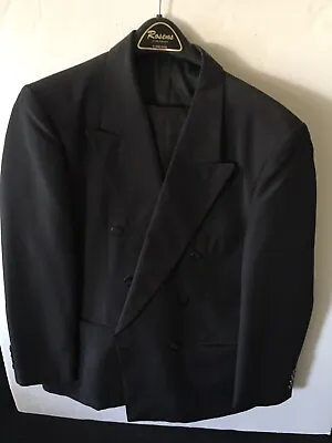 Borelli 2 Piece Men's Black Double Breasted Fully Lined Suit  40 1/2 Large 1995 • $29.99