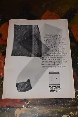 Vintage 1963 Maytag Halo Of Heat Dryer Nylon Stocking Print Ad. • $12