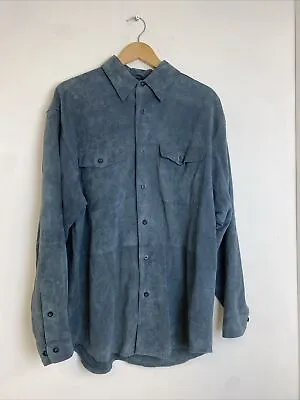 Indigo Palms Tommy Bahamas Vintage Suede Blue Long Sleeved Shirt Size Med B17 • £49.99