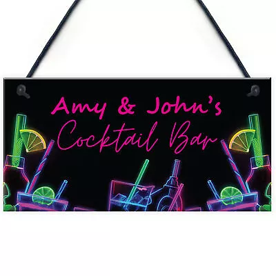 Personalised Stylish Cocktail Bar Sign Wall Hanging Bar Sign For Home Bar Garden • £6.99