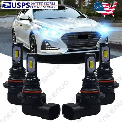 For Hyundai Sonata 2015-2019 - 4PC 8000K LED Headlight High / Low Beam Bulbs HKL • $25.30