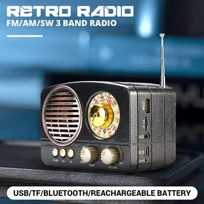 £14.49 • Buy Retro Vintage Portable Bluetooth Radio Bass Speaker AM FM SW MP3 Playe