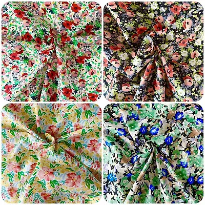 Floral Lawn Fabric Dress Clothing Crafts Patchwork 142cm Wide 100% Cotton Fabric • £7.49