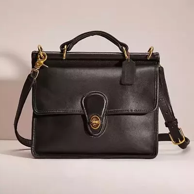 COACH Vintage Willis 9927 Crossbody Bag Black Leather Purse Handbag Tote • $150
