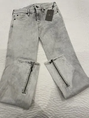 Womens 7 For All Mankind Cristen Jeans Size W29 L29  Washed Faded Grey • £8.99