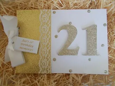  Glitter Personalised 21st Birthday Guest Book Scrapbook Memory Photo Album Gift • £12.95