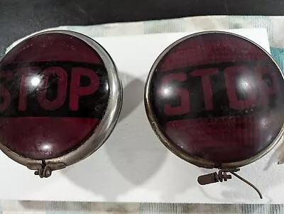 Vintage Stop Light Signal Lens Large With Housing Bus Trailer Semi Pair Rat Rod • $199.99