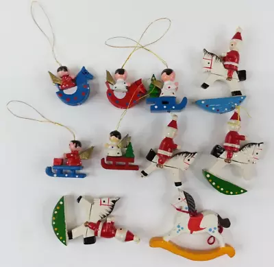10 Piece Vintage Christmas Ornaments Wood Miniature • $12.98