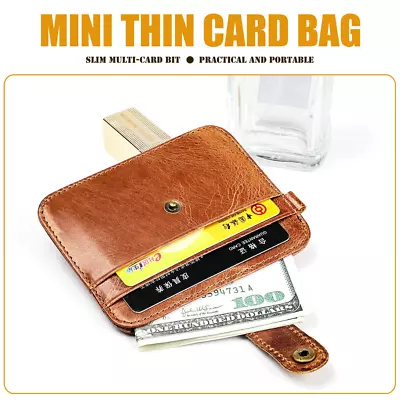 Men's Genuine Leather Ultra-thin RFID Anti-theft Brush Wallet Card Bag Mini Bag • $7.83