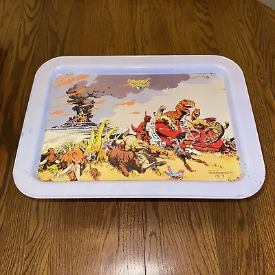 Vintage Cadillacs & Dinosaurs Folding Metal TV Dinner Tray 1994 • $19.99