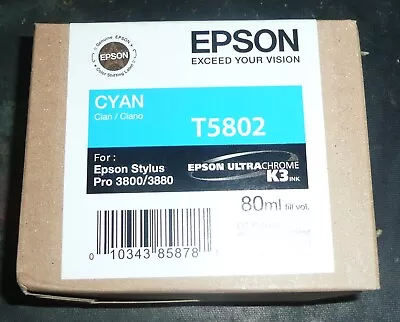 New Genuine Epson T5802 Cyan Ink C13T580200 Stylus Pro 3800 - 2017 • $31.41
