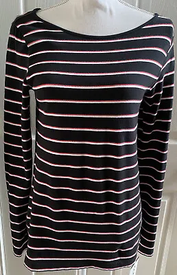$12.99 • Buy Jockey Person To Person Woman’s Striped Pullover Black/Hubble Size S NWT
