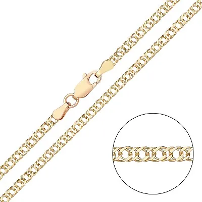 9ct Yellow Gold & Silver 2.5mm Double Curb Rombo Chain Necklace 16 18 20 22 24  • £13.95