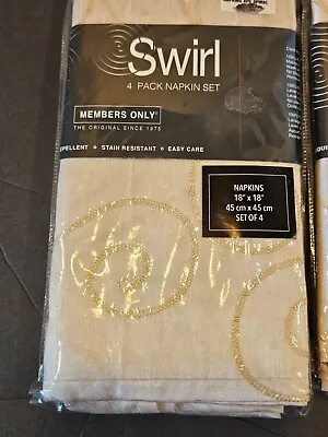 Vintage Lintex Linens Set Of 8 Cloth Napkins Neutral Gold Swirls 18  X 18  • $24.97