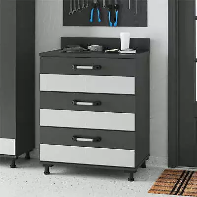 3 Drawer Garage Storage Cabinet Adjustable Feet Organizer Shelves Freestanding • $198.45