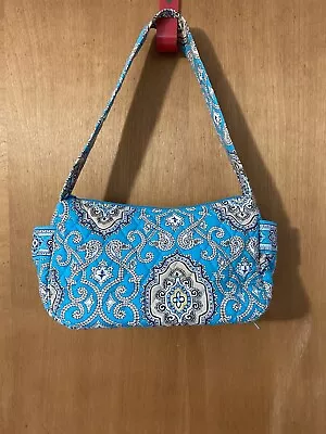 Retired Vera Bradley Totally Turquoise Maggie Handbag Short Strap Pockets Zip • $17.95