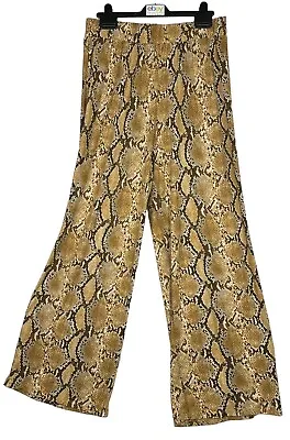 H&M - Women’s Snakeskin Print Wide Leg Trousers - UK Size 12 (Euro - M) • £6.99