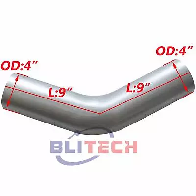4 Inch Aluminized 45 Degree Elbow 4  OD X 9  Arms Truck Pipe Universal • $49.90