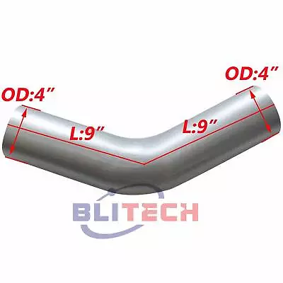 4  Inch OD/OD Aluminized 45 Degree Exhaust Elbow 9  Inch Arms Truck Pipe Tip  • $49.90