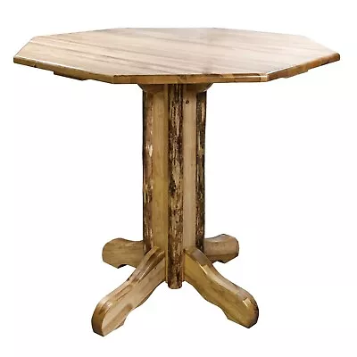 Rustic Log Pub Table Amish Made OCTAGON  40  High Bar Table Lodge Furniture • $910.47