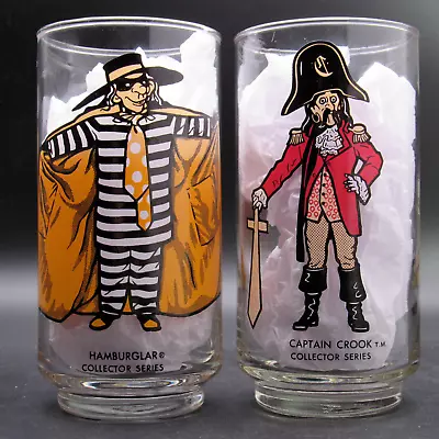 McDonald's Collector Series Tumblers Two (2) Glasses Hamburglar & Captain Crook • $17.95