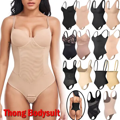Women Fajas Seamless Shapewear Thong Bodysuit Tummy Control Full Body Shaper Top • £8.79