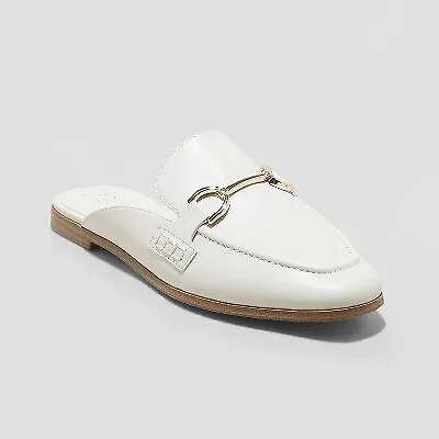 Women's Sandy Mule Flats - A New Day Off-White 10 • $14.99