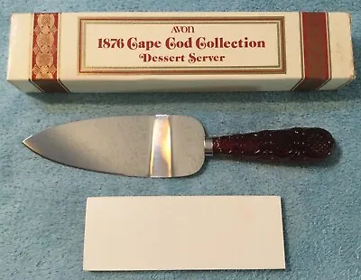 Vintage AVON 1876 Cape Cod Ruby Red Glass Dessert Server Cake Knife New In Box • $20