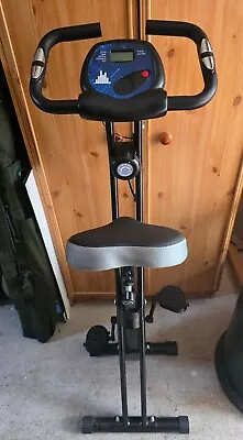 Folding Magnetic Exercise Bike Indoor Cardio Workout LCD Monitor Adjustable Seat • £60