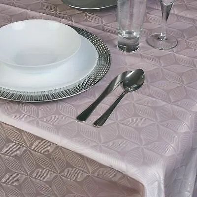 Damask Pink Flower Jacquard Tablecloths Rectangle Table Cloth Tableware Dining • £8.99