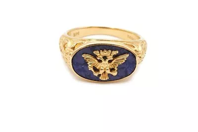 Franklin Mint 14k Yellow Gold Lapis Lazuli Imperial Faberge Ring Size 11 • $999.99