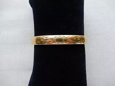 Vintage Napier Goldtone Engraved Oval Hinged Bangle Bracelet • $9.99